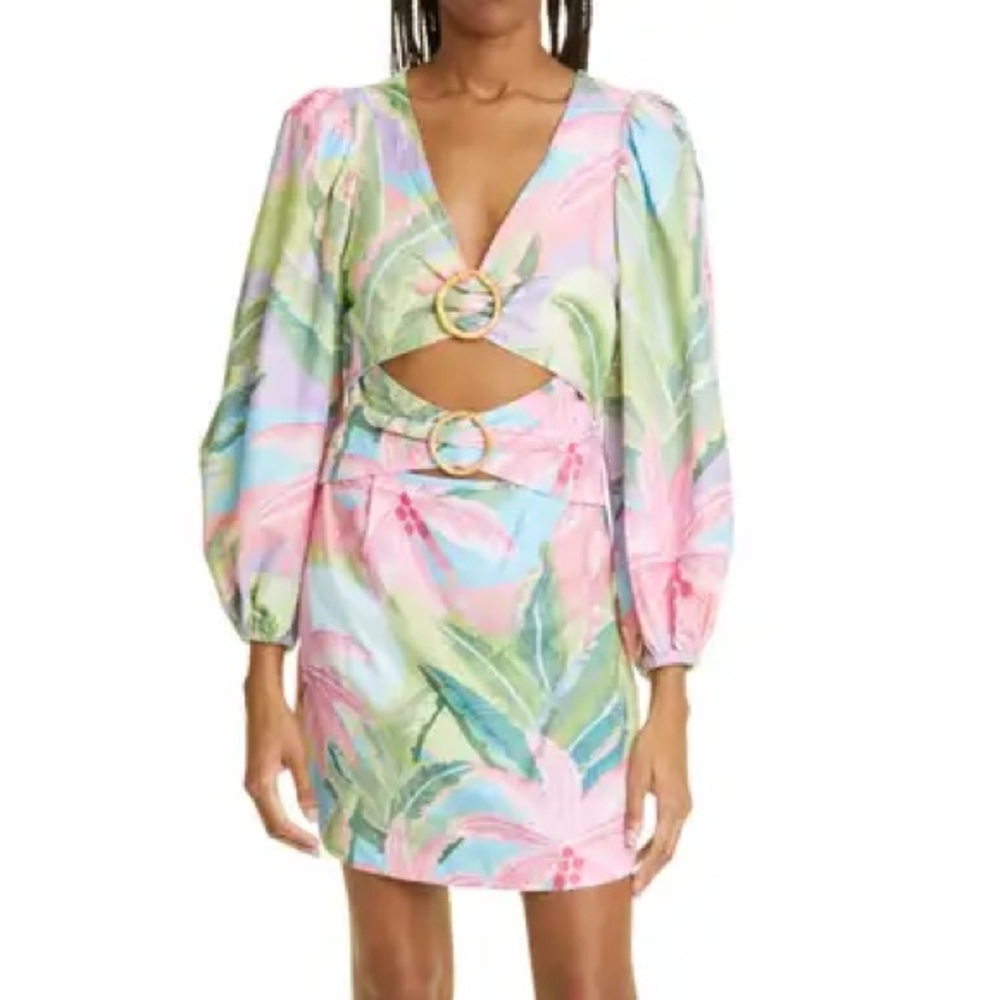 FARM Rio Pastel Tropical Mini Dress in Pink, Blue & Green - Picture 4 of 8